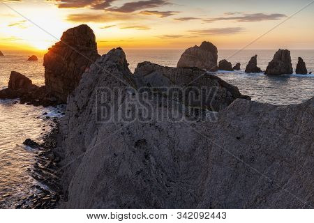 Sunset In The Urros De Liencres. Cantabria. Spain.
