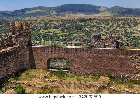 Landscape From The Medieval Castle Of Burguillos Del Cerro. Extremadura. Spain.