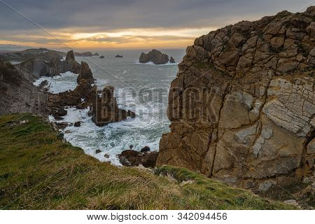 Sunset In The Urros De Liencres. Cantabria. Spain.