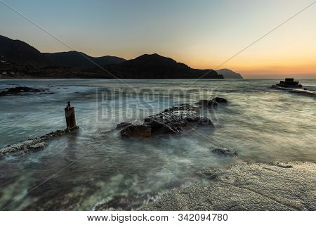 Sunrise On The Coast Of Isleta Del Moro. Natural Park Of Cabo De Gata. Almeria. Spain.