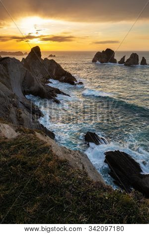 Sunset In The Urros De Liencres. Cantabria. Spain.