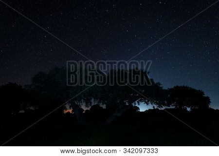 Night Landscape Near Arroyo De La Luz. Extremadura. Spain.
