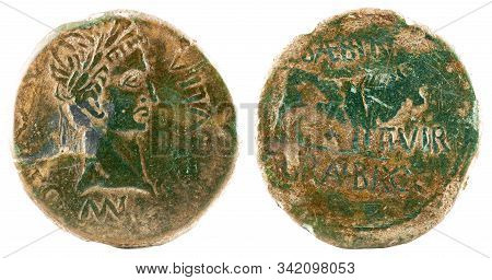 Ancient Roman Copper Coin. As Of Emperor Augustus. Coined In Calagurris.