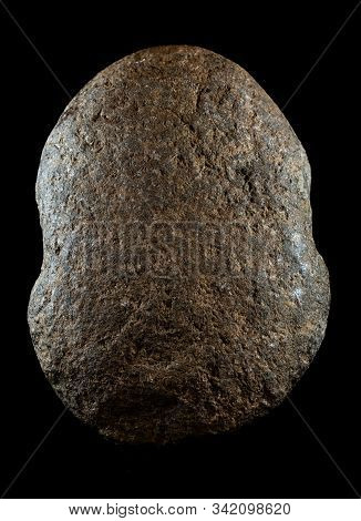 Stone With Notches For Use As An Ancient Fishing Weight In Prehistory.