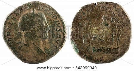 Ancient Roman Bronze Sertertius Coin Of Emperor Severus Alexander.