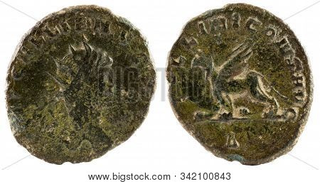 Antoninianus. Ancient Roman Copper Coin Of Emperor Gallienus.