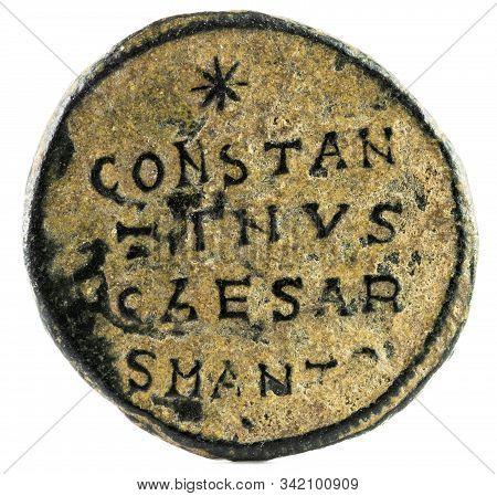 Ancient Roman Copper Coin Of Emperor Constantine Ii. Reverse.