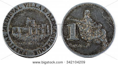 Coin Minted For The Medieval Festival Of Villa De Albuquerque. Extremadura. Spain.
