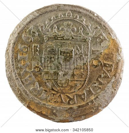 Ancient Spanish Copper Coin Of King Felipe Iv. 1663. Coined In Segovia. !6 Maravedis. Reverse.