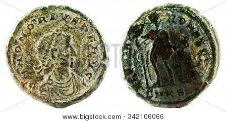 Ancient Roman Copper Coin Of Emperor Honorius.
