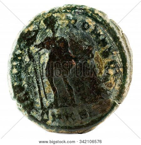 Ancient Roman Copper Coin Of Emperor Honorius. Reverse.