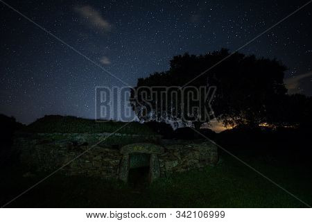 Night Landscape With Old Structure Near Montehermoso. Extremadura. Spain.