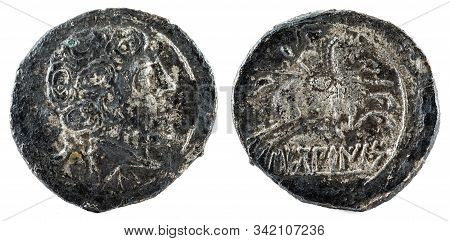 Silver Coin. Ancient Secobirices Iberian Spain Silver Denarius.