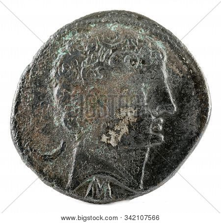 Silver Coin. Ancient Secobirices Iberian Spain Silver Denarius. Obverse.