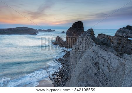 Sunset In The Urros De Liencres. Cantabria. Spain.