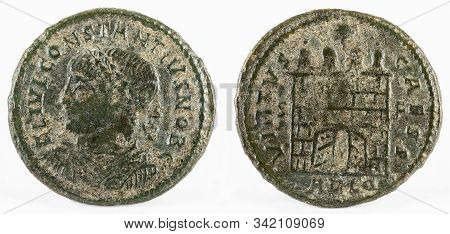 Ancient Roman Copper Coin Of Emperor Constantius Ii.