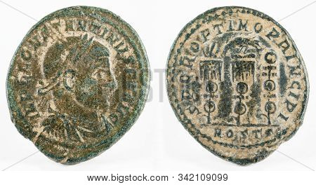 Ancient Roman Copper Coin Of Emperor Constantine I Magnus.
