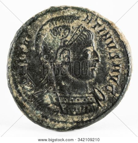 Ancient Roman Copper Coin Of Emperor Constantine I Magnus. Obverse.
