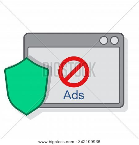 Ads Blocker Browser Tool Flat Icon Illustration