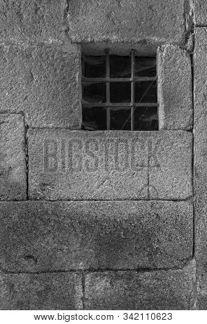 Ancient Window With Gratings Located In The Village Of La Alberca. Spain.