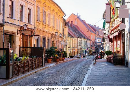 Street Cafes In Ptuj Old Town Center In Slovenia
