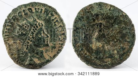 Antoninianus. Ancient Roman Copper Coin Of Emperor Quintillus.