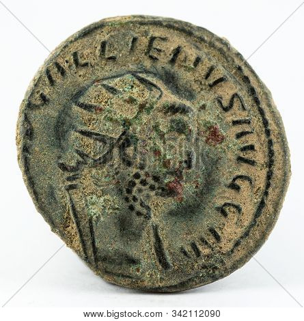 Antoninianus. Ancient Roman Copper Coin Of Emperor Gallienus. Obverse.