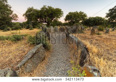 The Dolmen Of The Great Oak Is Of Type Of Circular Chamber With Long Corridor. Located Near Monteher