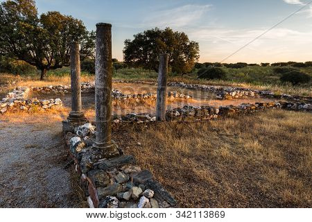 Ancient Roman Villa Of Los Terminos In Monroy. Extremadura. Spain.