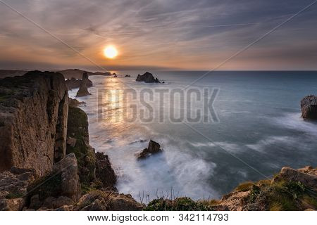 Sunset In The Urros De Liencres. Cantabria. Spain.