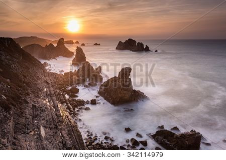 Sunset In The Urros De Liencres. Cantabria. Spain.