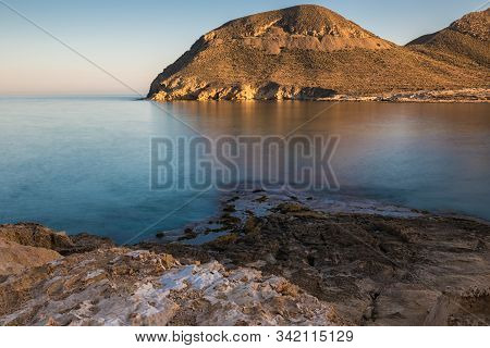 Sunset In The Playazo De Rodalquilar. Natural Park Of Cabo De Gata. Spain.