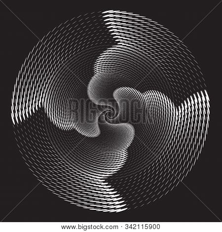 Dotted Halftone Vector Spiral Pattern Or Texture. Stipple Dot Backgrounds With Ellipses