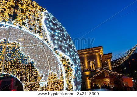 Night View Of Tbilisi City Downtown