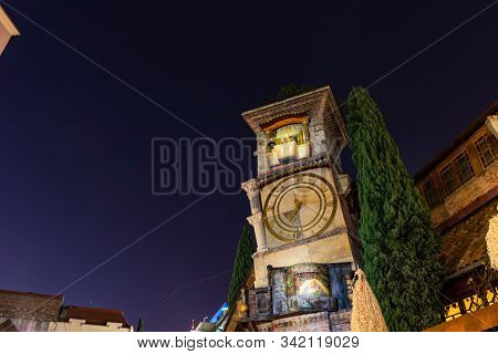Night View Of Tbilisi City Downtown