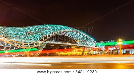 27 December 2019, Tbilisi, Georgia; Streets Of Old Tbilisi With  New Year Illumination In Downtown A
