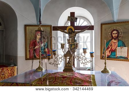 Jerusalem, Israel, December 28, 2018 : The Interior Of The St. Nicholas Church Dungeon In Bayt Jala 