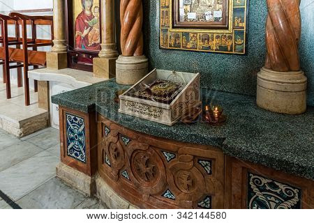 Jerusalem, Israel, December 28, 2018 : The Interior Of The St. Nicholas Church Dungeon In Bayt Jala 