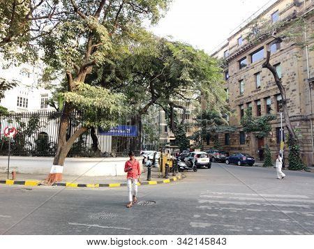 Mumbai, India - April, 2017: Cityscape Of Mumbai Near Chhatrapati Shivaji Maharaj Terminus Railway S