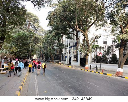 Mumbai, India - April, 2017: Cityscape Of Mumbai Near Chhatrapati Shivaji Maharaj Terminus Railway S