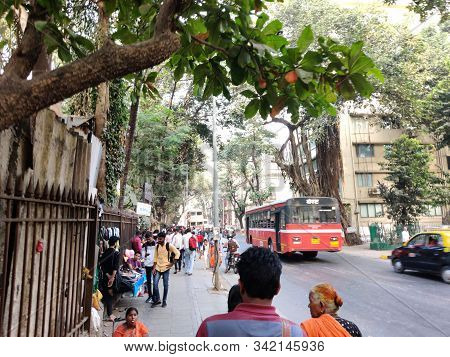 Mumbai, India - April, 2017: Cityscape Of Mumbai Near Chhatrapati Shivaji Maharaj Terminus Railway S