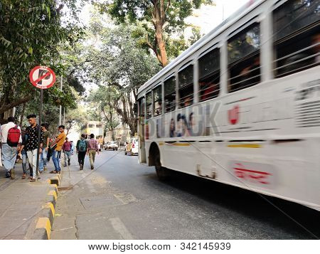 Mumbai, India - April, 2017: Cityscape Of Mumbai Near Chhatrapati Shivaji Maharaj Terminus Railway S