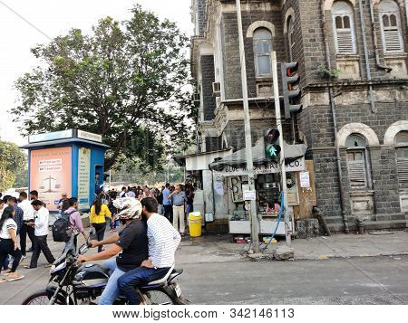 Mumbai, India - April, 2017: Cityscape Of Mumbai Near Chhatrapati Shivaji Maharaj Terminus Railway S