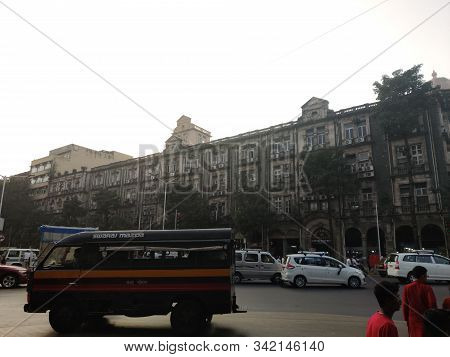 Mumbai, India - April, 2017: Cityscape Of Mumbai Near Chhatrapati Shivaji Maharaj Terminus Railway S