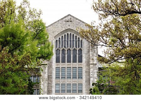 Seoul, South Korea-26 Apr 2019: Ewha Womans University , Famous All Female University With The Vinta