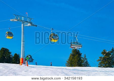Cable Cars And Chair Lifts In Penken Tyrol Of Austria
