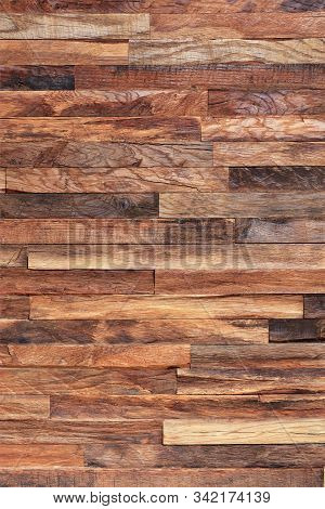Pattern. Wooden Mosaic Wall. Mosaic Of Old Wooden Slats.