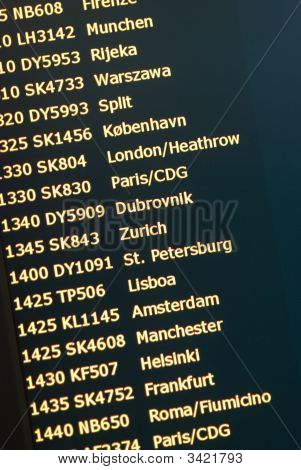 Vorstand der Ankunft am Flughafen