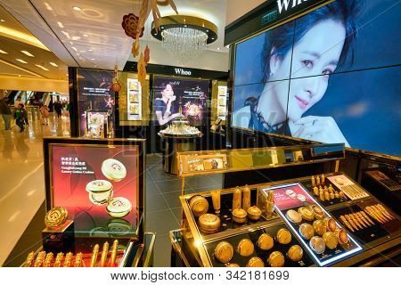 HONG KONG, CHINA - CIRCA JANUARY, 2019: personal care products on display at The History of Whoo store in New Town Plaza shopping mall