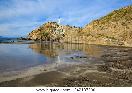 Beautiful View Over Landscape At Castlepoint Lighthouse, North Island, New Zealand